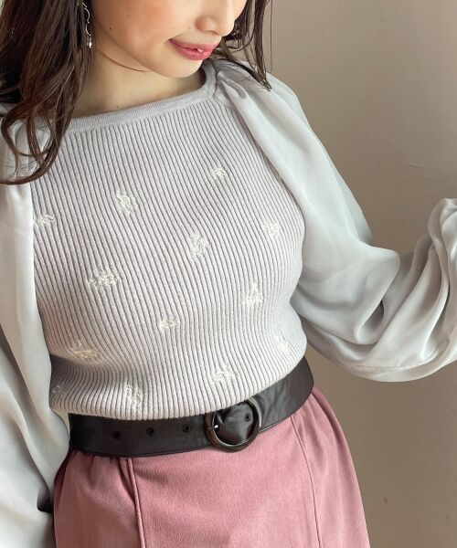 MAJESTIC LEGON / マジェスティックレゴン ニット・セーター | アソート刺繍スクエアニット | 詳細12