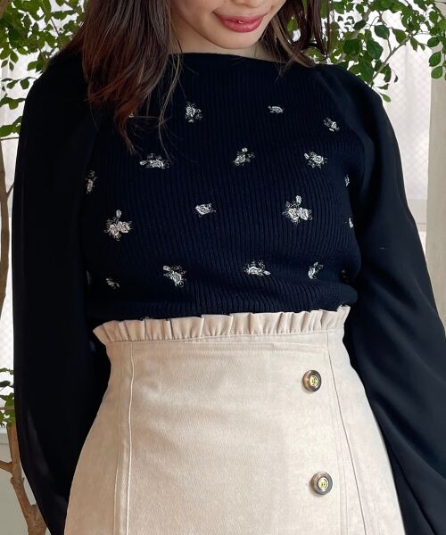 MAJESTIC LEGON / マジェスティックレゴン ニット・セーター | アソート刺繍スクエアニット | 詳細14