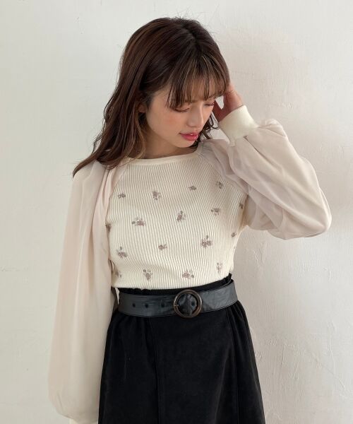 MAJESTIC LEGON / マジェスティックレゴン ニット・セーター | アソート刺繍スクエアニット | 詳細3