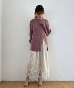 MAJESTIC LEGON / マジェスティックレゴン ロング・マキシ丈ワンピース | ニットセットレースワンピ