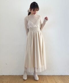 MAJESTIC LEGON / マジェスティックレゴン ロング・マキシ丈ワンピース | ニットドッキングチュールワンピ