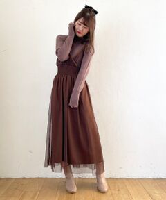 MAJESTIC LEGON / マジェスティックレゴン ロング・マキシ丈ワンピース | ニットドッキングチュールワンピ