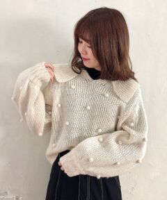 MAJESTIC LEGON / マジェスティックレゴン ニット・セーター | ぽんぽんｂｉｇ襟ニット