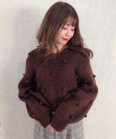 MAJESTIC LEGON / マジェスティックレゴン ニット・セーター | ぽんぽんｂｉｇ襟ニット