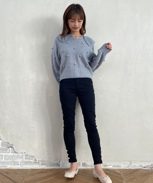 MAJESTIC LEGON / マジェスティックレゴン ニット・セーター | ぽんぽんｂｉｇ襟ニット | 詳細9