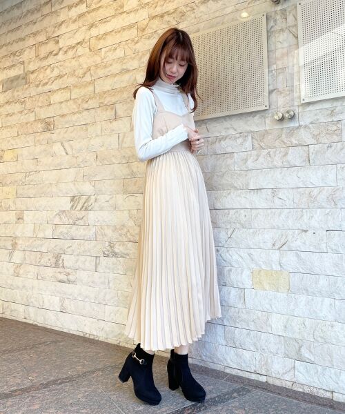 MAJESTIC LEGON / マジェスティックレゴン ロング・マキシ丈ワンピース | サテンプリーツコンビワンピ | 詳細4