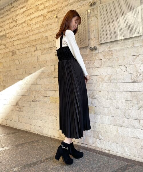 MAJESTIC LEGON / マジェスティックレゴン ロング・マキシ丈ワンピース | サテンプリーツコンビワンピ | 詳細6