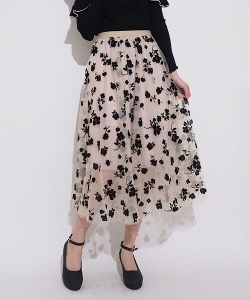フロッキー花柄チュールスカート ロング マキシ丈スカート Majestic Legon マジェスティックレゴン ファッション通販 タカシマヤファッションスクエア