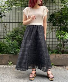 MAJESTIC LEGON / マジェスティックレゴン ロング・マキシ丈ワンピース | ニットドッキングシアーチェックワンピ