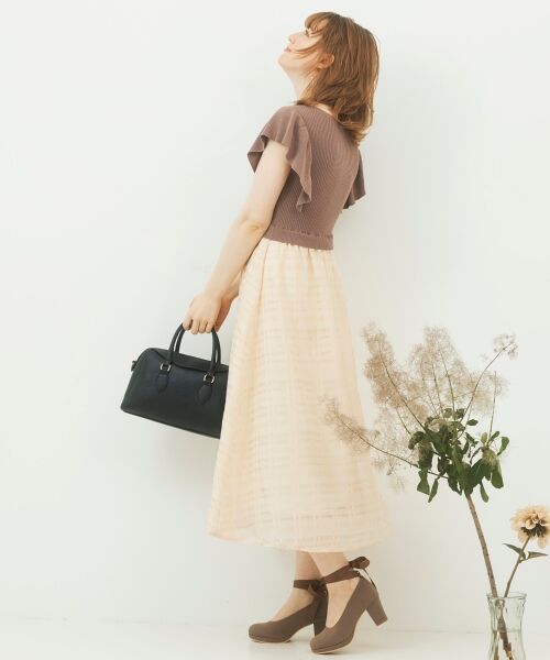 MAJESTIC LEGON / マジェスティックレゴン ロング・マキシ丈ワンピース | ニットドッキングシアーチェックワンピ | 詳細2