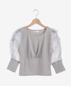 MAJESTIC LEGON / マジェスティックレゴン カットソー | ☆オーガーンジースリーブリブトップス