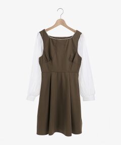 MAJESTIC LEGON / マジェスティックレゴン ミニ丈・ひざ丈ワンピース | ガーリーパイピング長袖ワンピ