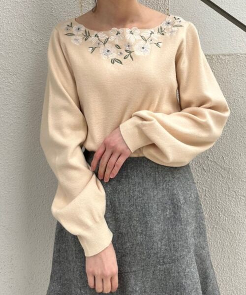 MAJESTIC LEGON / マジェスティックレゴン ニット・セーター | フローラルエンブロイダリーニット | 詳細1