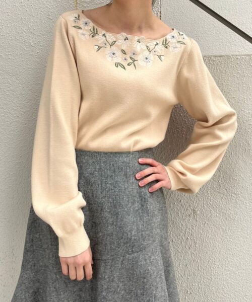 MAJESTIC LEGON / マジェスティックレゴン ニット・セーター | フローラルエンブロイダリーニット | 詳細2