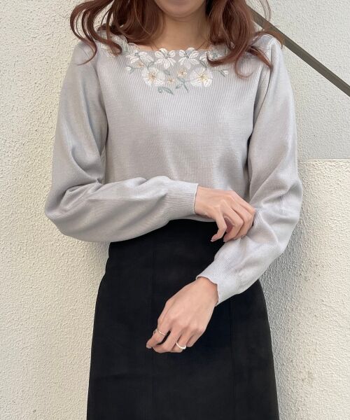 MAJESTIC LEGON / マジェスティックレゴン ニット・セーター | フローラルエンブロイダリーニット | 詳細9