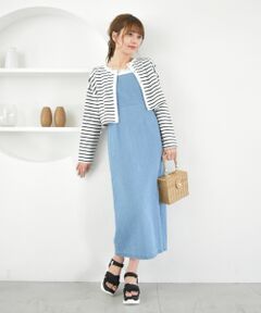 シンプルデザインのキャミワンピースは、ブラウスやトレンドのビックカラーアイテムと合わせたい1着♪<br>カラーや素材感がナチュラルな雰囲気を漂わせ、調節可能な肩ひもで後ろ姿までcuteに仕上げました☆<br>帽子やバック、コルクソールのサンダルなどの小物と合わせてコーディネートするのがおすすめ◎<br>[ベージュ・ネイビー]手洗い可　ドライクリーニング不可　陰干し　[サックス]手洗い可　ドライクリーニング可　陰干し<br>＊デリケートな素材を使用しておりますのでお取扱いにご注意下さい。<br>＊摩擦や水濡れによる色落ち・色移りにご注意下さい。<br>[サックス]＊この製品はインディゴ染めです。<br>＊特殊加工を施している為、一枚一枚の色のでかた・風合い・サイズ等微妙に異なりますがご了承下さい。