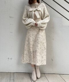 MAJESTIC LEGON / マジェスティックレゴン ロング・マキシ丈ワンピース | ニュアンスフラワーハイネックワンピース