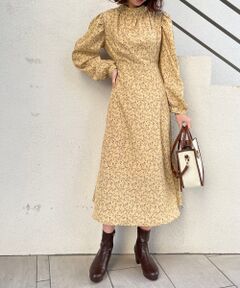 MAJESTIC LEGON / マジェスティックレゴン ロング・マキシ丈ワンピース | ニュアンスフラワーハイネックワンピース