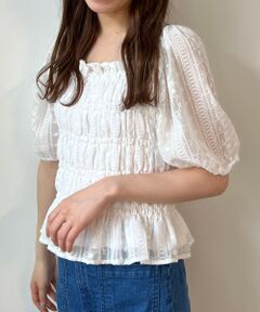 MAJESTIC LEGON / マジェスティックレゴン シャツ・ブラウス | シアー刺繍シャーリングブラウス