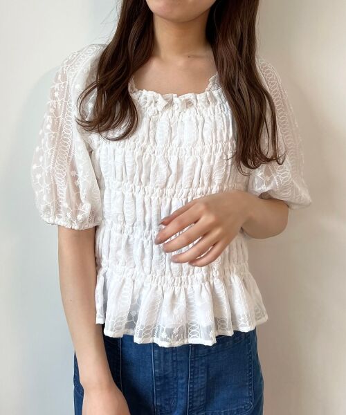 MAJESTIC LEGON / マジェスティックレゴン シャツ・ブラウス | シアー刺繍シャーリングブラウス | 詳細8