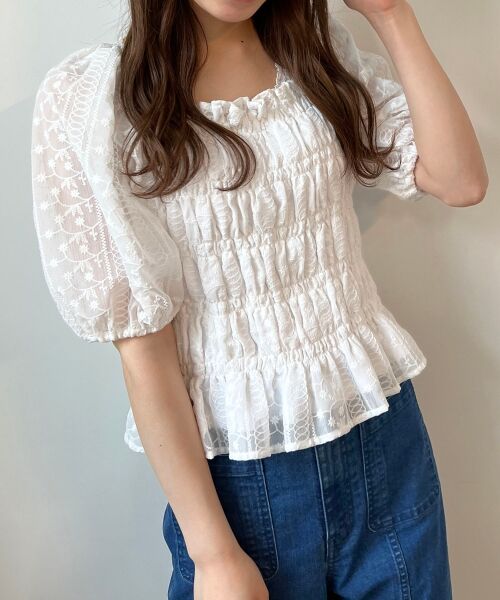 MAJESTIC LEGON / マジェスティックレゴン シャツ・ブラウス | シアー刺繍シャーリングブラウス | 詳細9