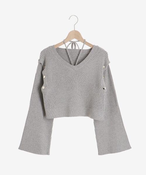 MAJESTIC LEGON / マジェスティックレゴン ニット・セーター | 2wayショルダーフレアスリーブニット（グレー）