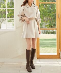 MAJESTIC LEGON / マジェスティックレゴン ミニ丈・ひざ丈ワンピース | フードスウェットフレアーワンピース