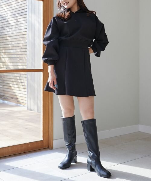 MAJESTIC LEGON / マジェスティックレゴン ミニ丈・ひざ丈ワンピース | フードスウェットフレアーワンピース | 詳細6