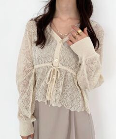 MAJESTIC LEGON / マジェスティックレゴン カーディガン・ボレロ | ウエストきゅっとスカシ柄カーデ