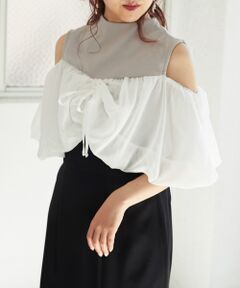 MAJESTIC LEGON / マジェスティックレゴン カットソー | バルーンオフショル風リブトップス