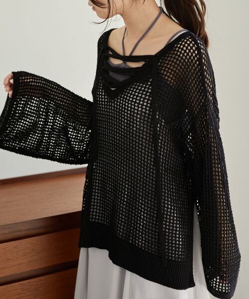 MAJESTIC LEGON / マジェスティックレゴン ニット・セーター | レースアップメッシュニット | 詳細21