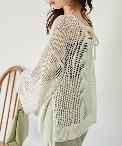 MAJESTIC LEGON / マジェスティックレゴン ニット・セーター | レースアップメッシュニット | 詳細6