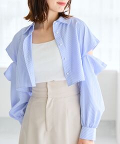 MAJESTIC LEGON / マジェスティックレゴン シャツ・ブラウス | パールボタン肩あきショートシャツ