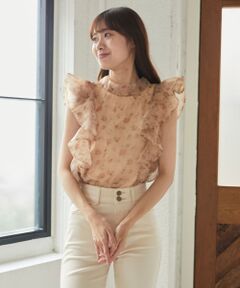 MAJESTIC LEGON / マジェスティックレゴン シャツ・ブラウス | ノースリフリルシアーブラウス