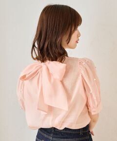 MAJESTIC LEGON / マジェスティックレゴン シャツ・ブラウス | バックリボンパールシアーブラウス