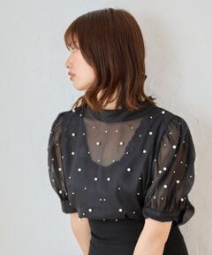 MAJESTIC LEGON / マジェスティックレゴン シャツ・ブラウス | バックリボンパールシアーブラウス