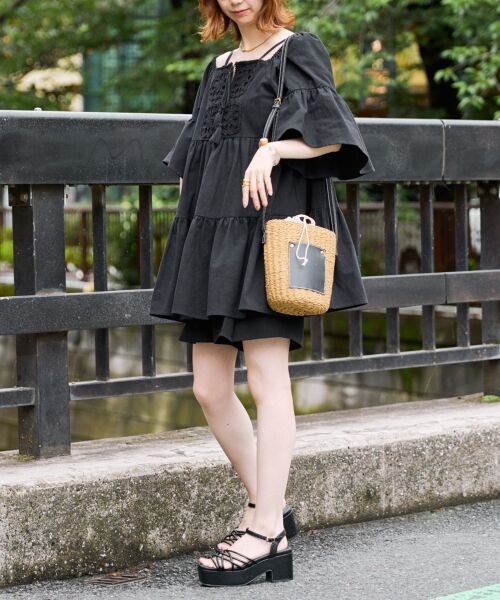 MAJESTIC LEGON / マジェスティックレゴン シャツ・ブラウス | フロントレースオフショルチュニック | 詳細7