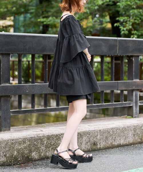 MAJESTIC LEGON / マジェスティックレゴン シャツ・ブラウス | フロントレースオフショルチュニック | 詳細8