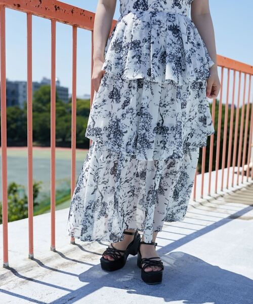 MAJESTIC LEGON / マジェスティックレゴン ロング・マキシ丈ワンピース | ウエストリボンティアードワンピース | 詳細11