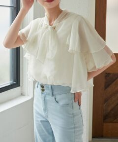 MAJESTIC LEGON / マジェスティックレゴン シャツ・ブラウス | ボウタイフリルシアーブラウス