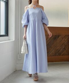 MAJESTIC LEGON / マジェスティックレゴン ロング・マキシ丈ワンピース | クロスストラップオフショルワンピ