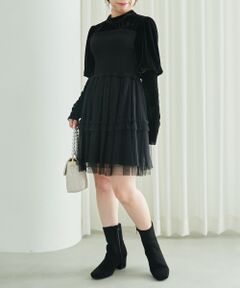 MAJESTIC LEGON / マジェスティックレゴン ミニ丈・ひざ丈ワンピース | チュールレイヤードミニワンピ