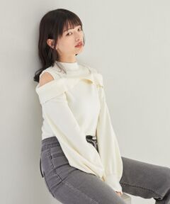 MAJESTIC LEGON / マジェスティックレゴン ニット・セーター | 2wayパールチェーン肩開きニット