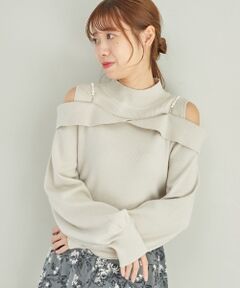 MAJESTIC LEGON / マジェスティックレゴン ニット・セーター | 2wayパールチェーン肩開きニット