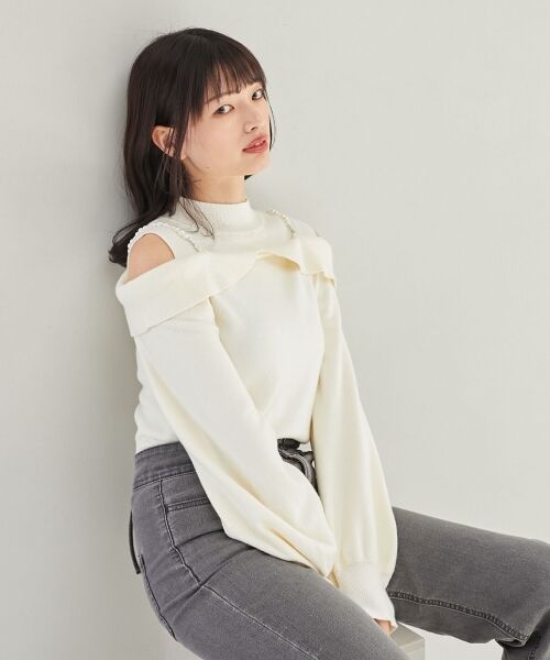 MAJESTIC LEGON / マジェスティックレゴン ニット・セーター | 2wayパールチェーン肩開きニット | 詳細14