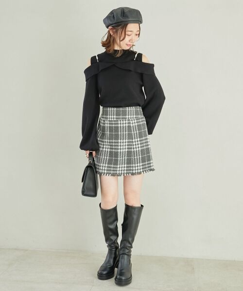 MAJESTIC LEGON / マジェスティックレゴン ニット・セーター | 2wayパールチェーン肩開きニット | 詳細2