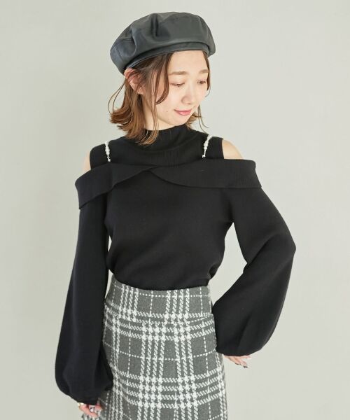 MAJESTIC LEGON / マジェスティックレゴン ニット・セーター | 2wayパールチェーン肩開きニット | 詳細5