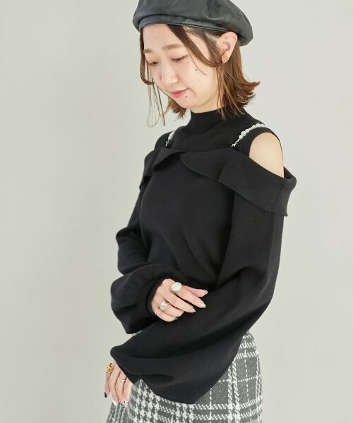 MAJESTIC LEGON / マジェスティックレゴン ニット・セーター | 2wayパールチェーン肩開きニット | 詳細6