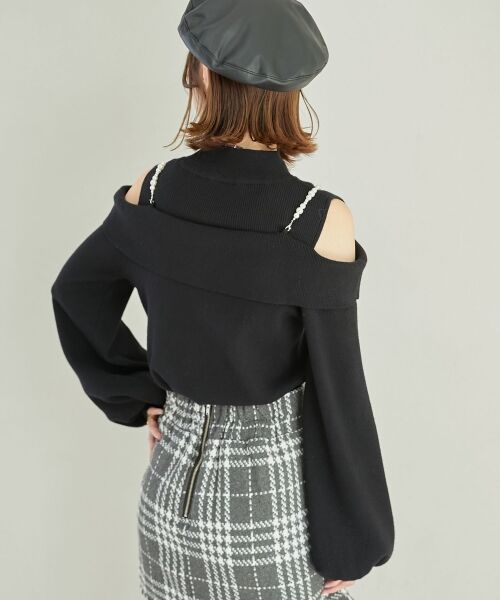 MAJESTIC LEGON / マジェスティックレゴン ニット・セーター | 2wayパールチェーン肩開きニット | 詳細7