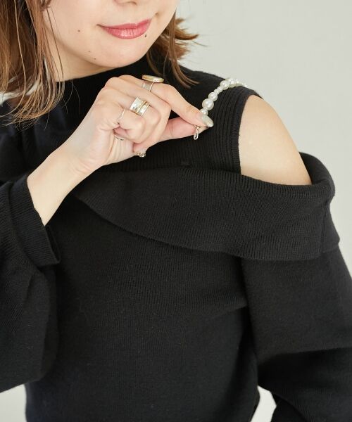 MAJESTIC LEGON / マジェスティックレゴン ニット・セーター | 2wayパールチェーン肩開きニット | 詳細8